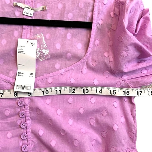 Urban Outfitters UO Maci Polka Dot Mini Dress Puff Sleeve Lilac - Picture 13 of 14